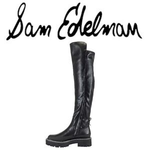 Sam Edelman Lerue black Over The Knee Lug Sole Boots Size 6 Vegan leather NWT